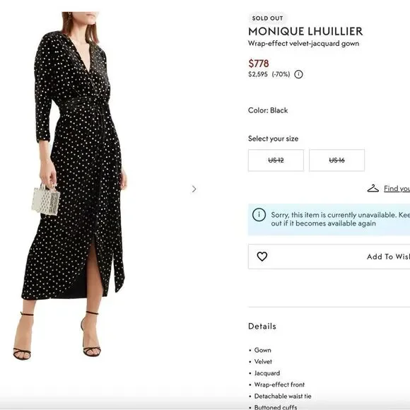 Monique Lhuillier Wrap-Effect Dress with Gold Hearts